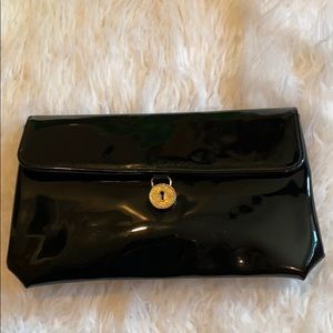 Vintage Bobbie Jerome Black Clutch w/ Gold Keyhole